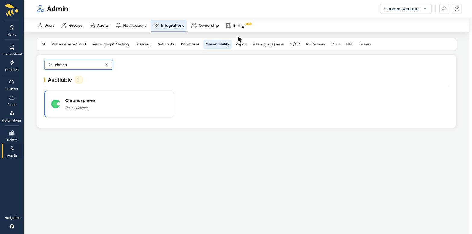 Chronosphere in Observability tab