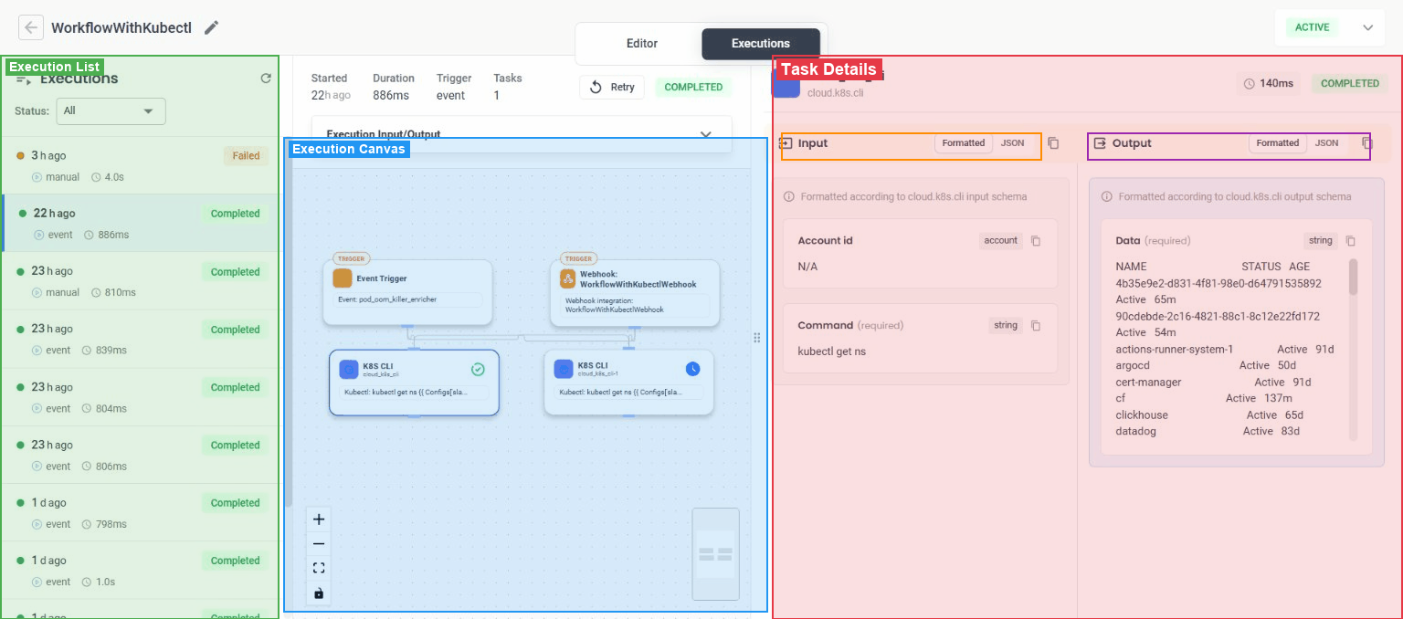 Execution Task Details - Input and Output