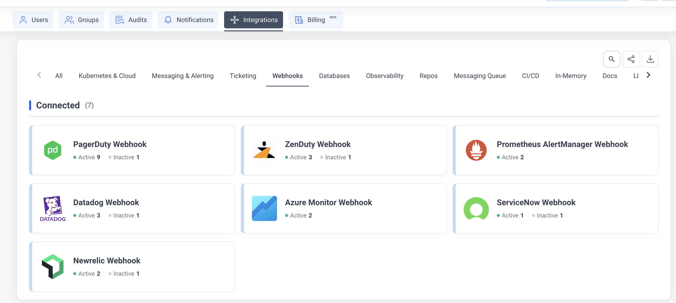 New Relic Webhook in Webhooks tab
