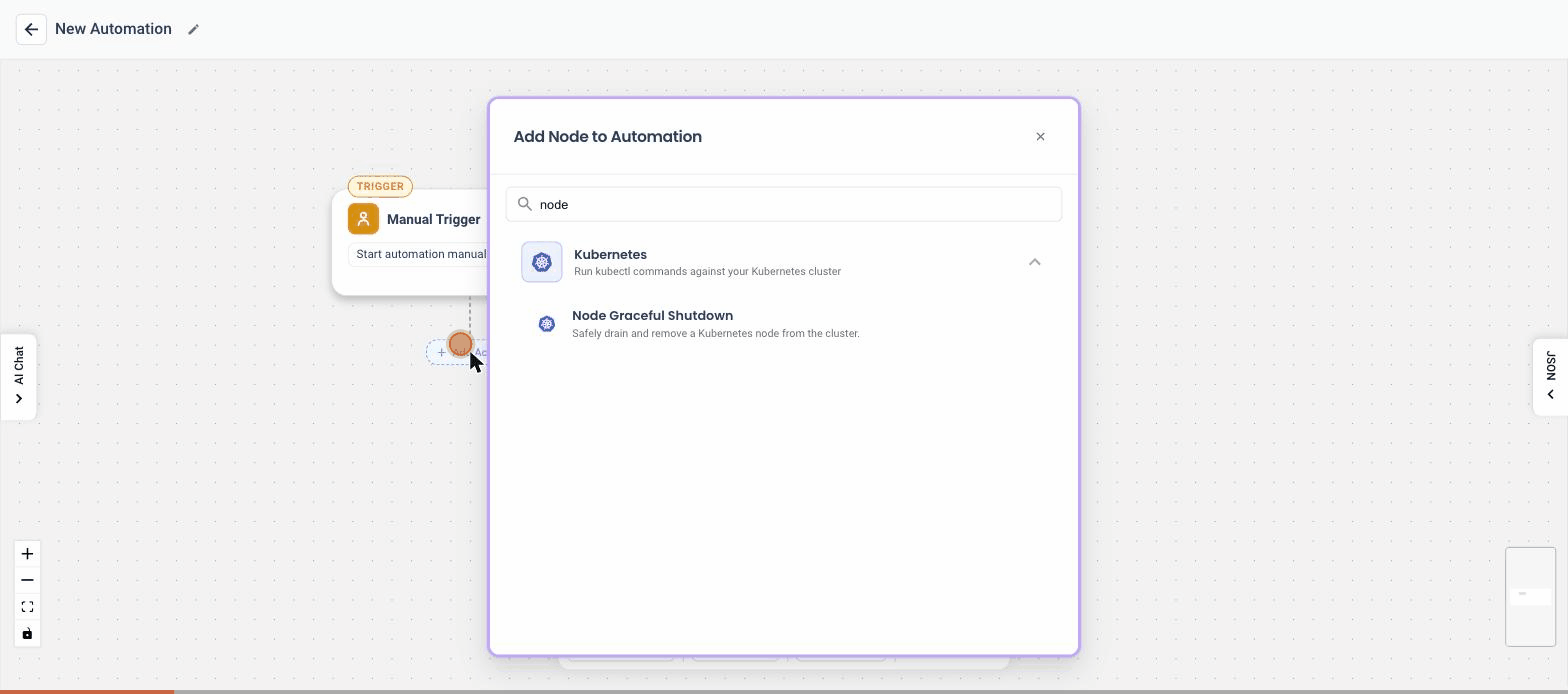 Adding and configuring the IM notification action in the NudgeBee automation builder