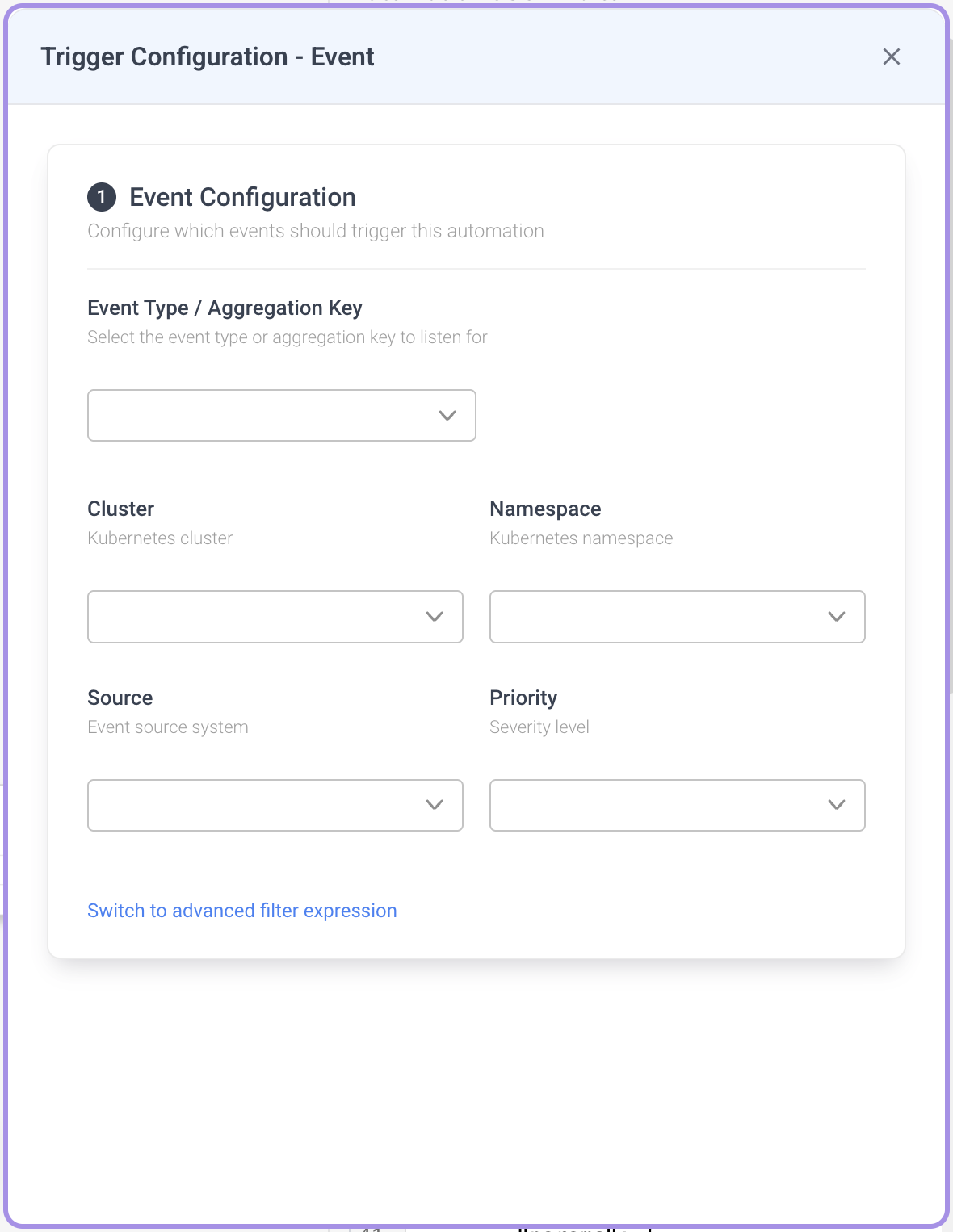 Trigger Configuration - Event