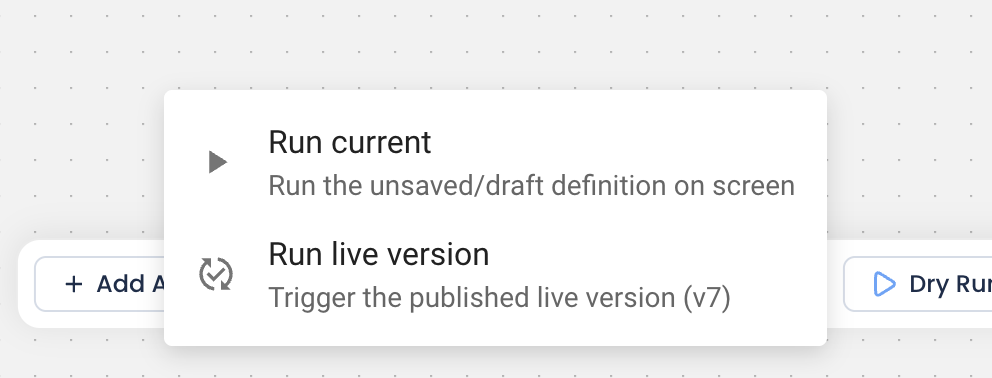 Run current vs Run live version