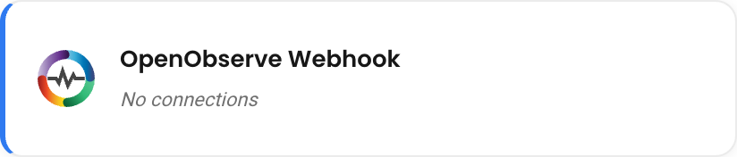 The OpenObserve Webhook tile in the Webhooks tab of the integrations catalog