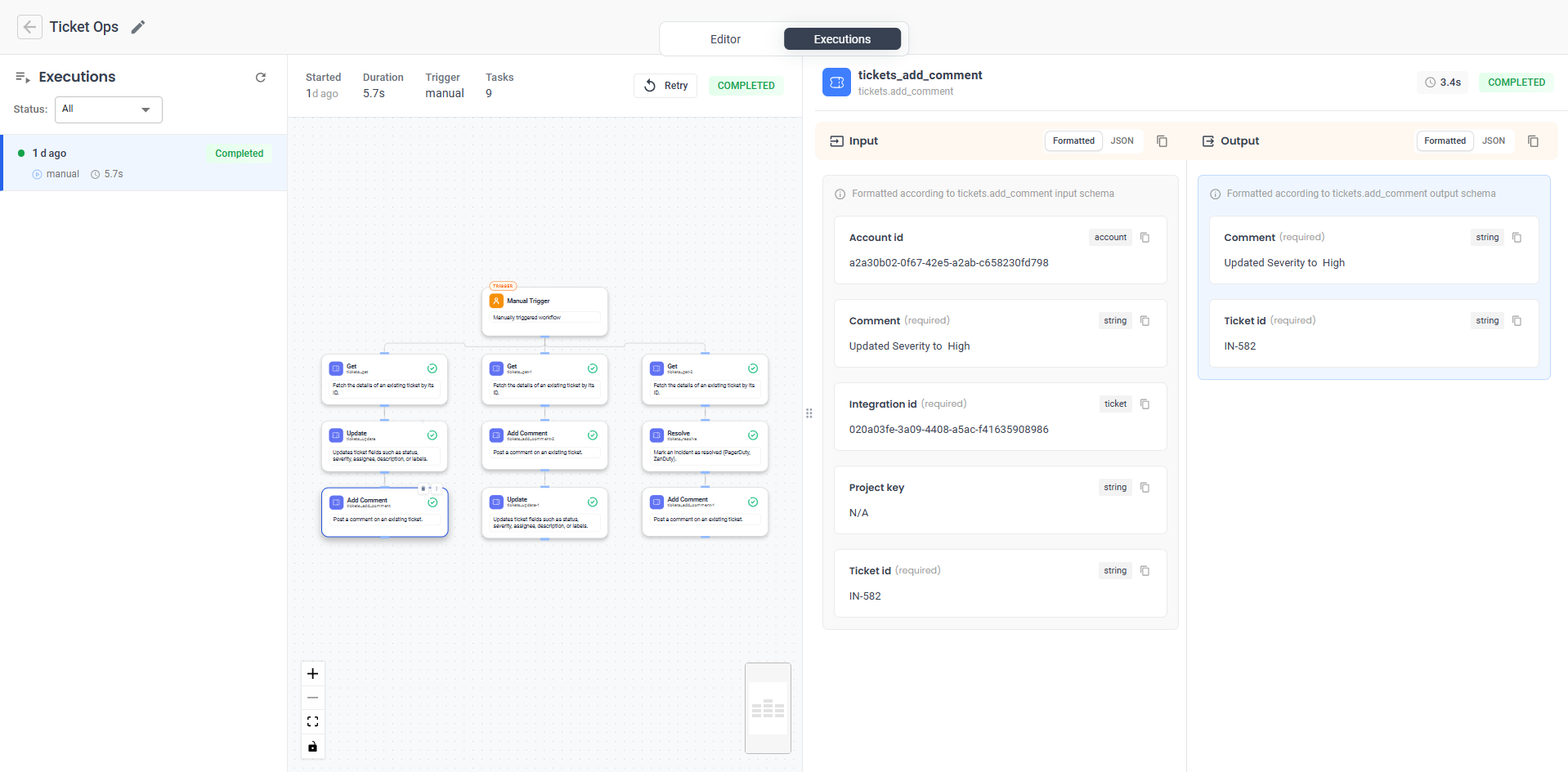Workflow Executions View